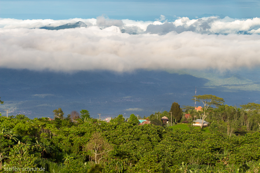 Berge Bali Indonesien Landschaft Wolken