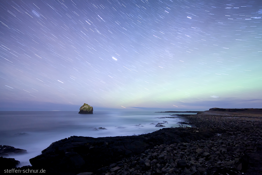 Island Küste Langzeitbelichtung Meer Sterne
