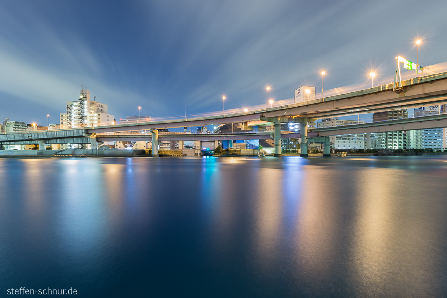 Tokio Japan Brücke Fluss Nacht
