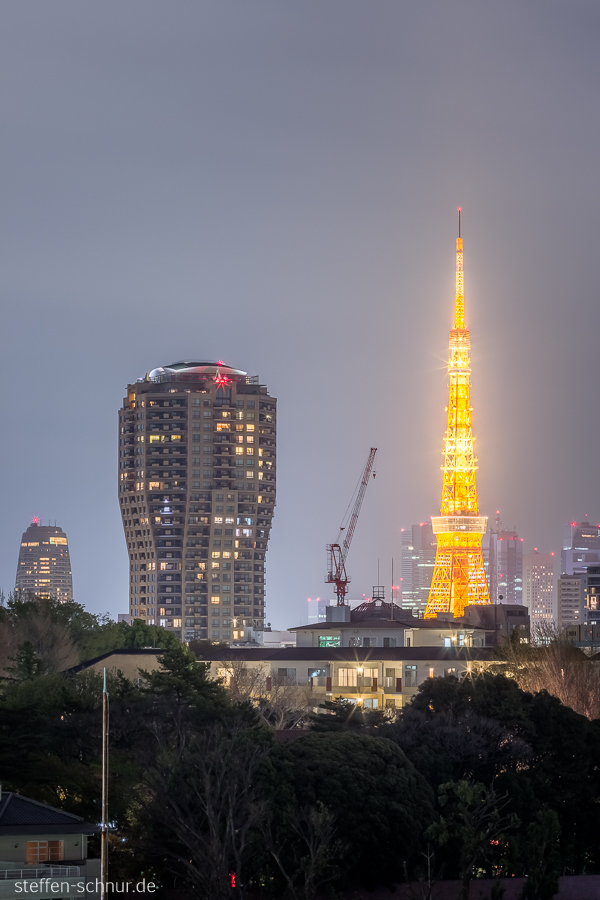 Tokio Tower Tokio Japan Hochhaus Kran dunkel