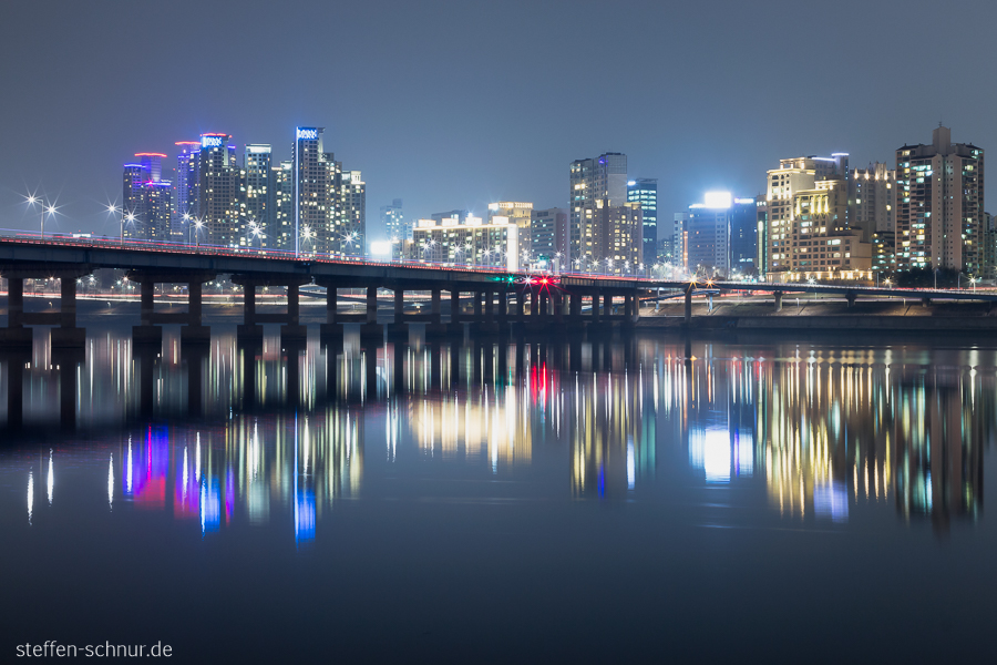 Han-Fluss Seoul Südkorea Brücke Nacht
