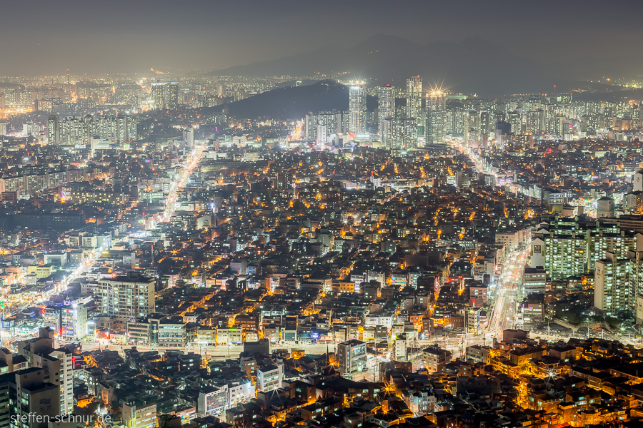 Skyline Seoul Südkorea Großstadt Hochhäuser Häuser Häusermeer