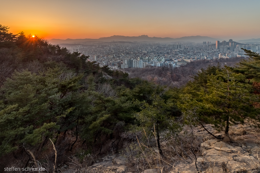 Sonnenuntergang Seoul Südkorea Natur Sonne erhöhte Sicht von oben