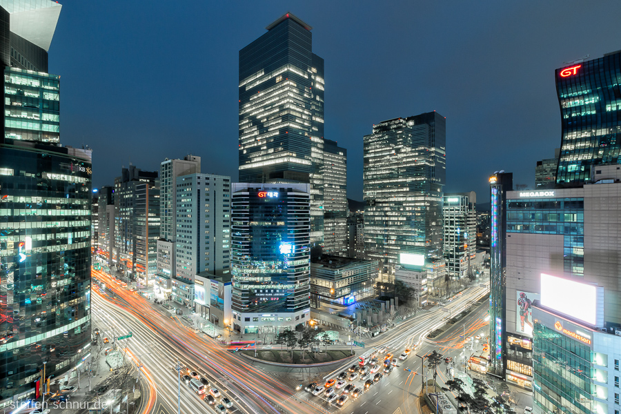 Skyline Gangnam Seoul Südkorea Großstadt Hochhäuser Kreuzung