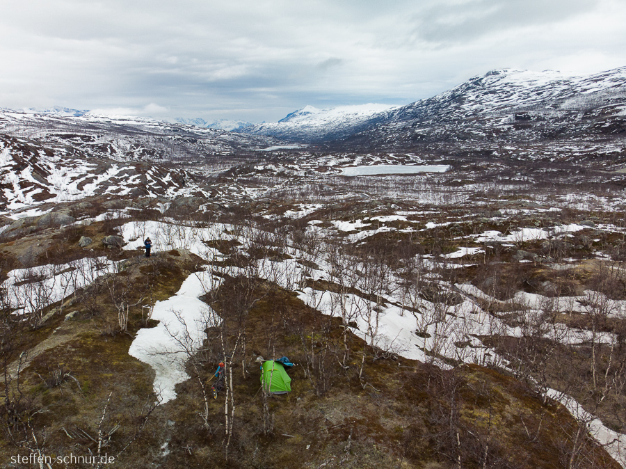 Berge Norwegen Wolken Zelt camping
