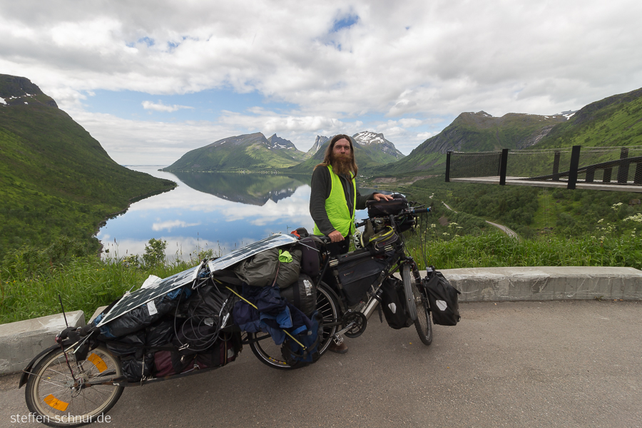 Fahrrad Senja Brücke Fjord Norwegen