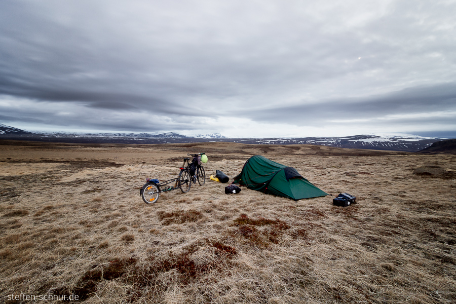Fahrrad Island Landschaft Wolken Zelt