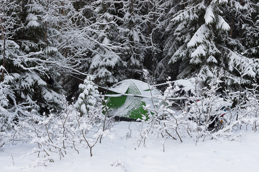 Schnee Schweden Winter camping