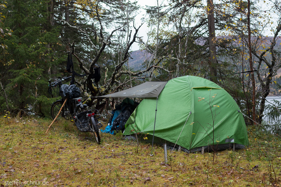 Fahrrad Norwegen Zelt