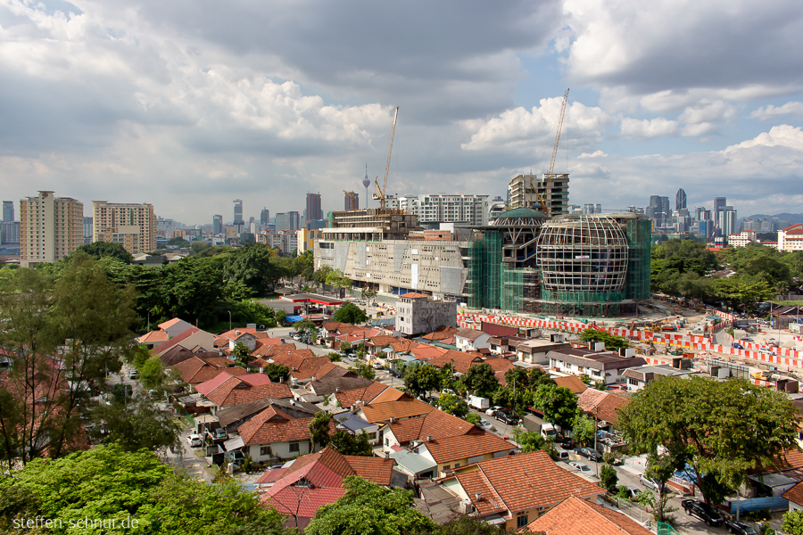 Übersicht Einkaufszentrum Kuala Lumpur Malaysia Baustelle Häuser Wolken