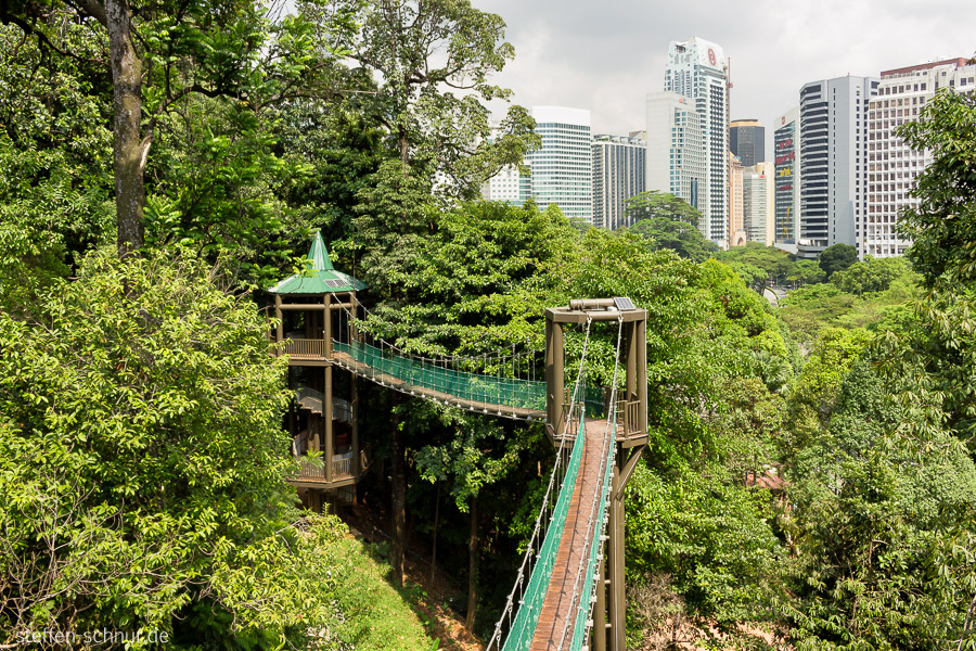 Kuala Lumpur Malaysia Brücke Bäume Großstadt Hochhäuser Natur
