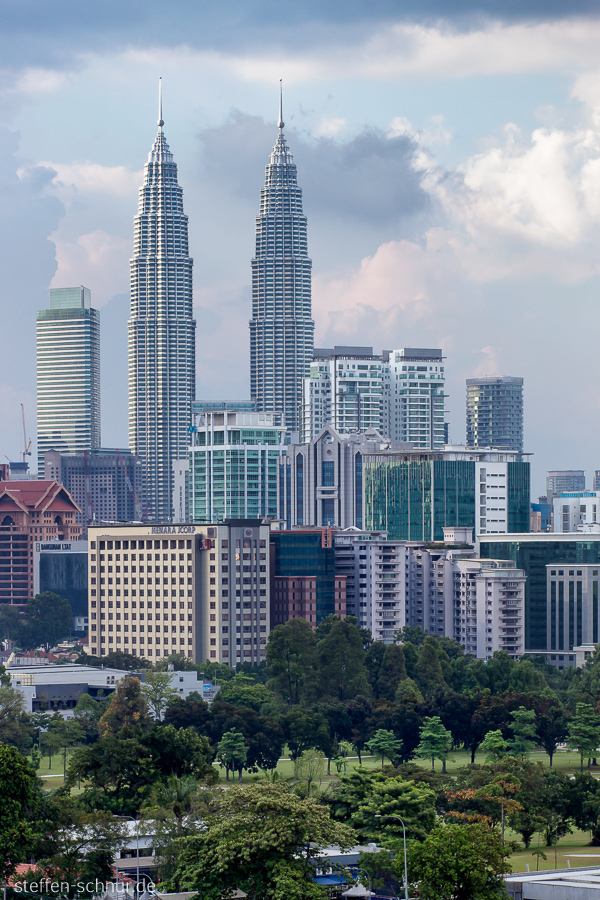 Skyline Petronas Towers Kuala Lumpur Malaysia Hochhäuser Tag