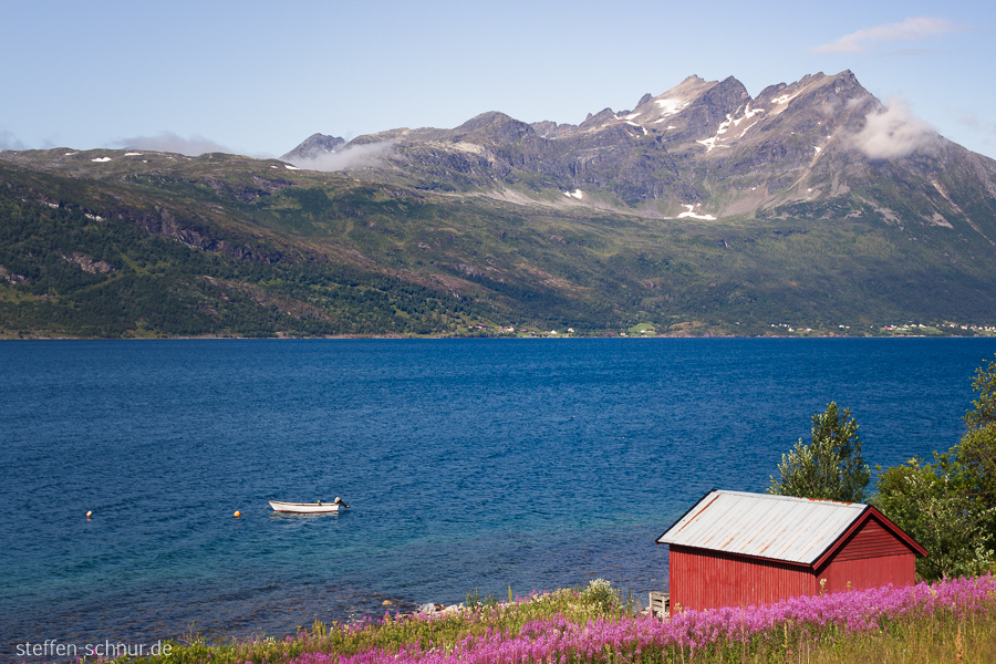 Berge Boot Hütte Küste Norwegen