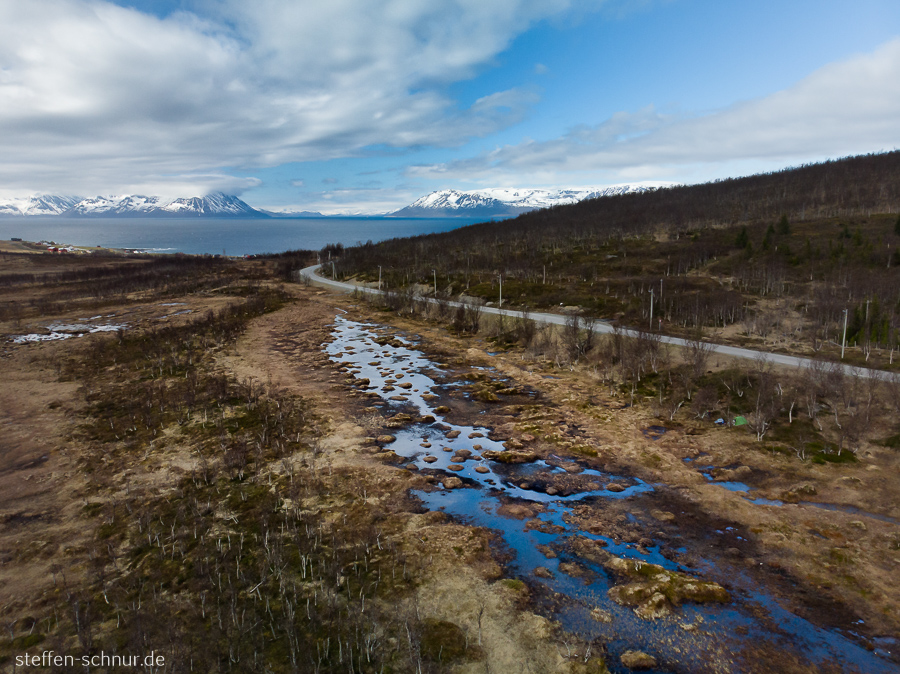 Fluss Landschaft Norwegen Strasse Zelt