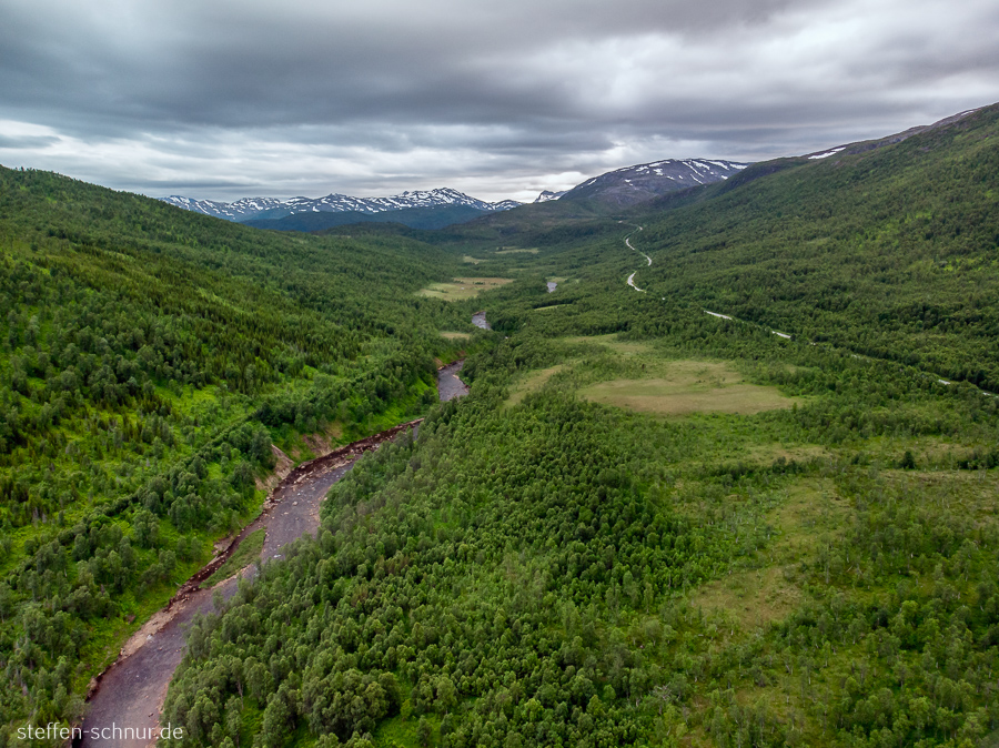 Senja Fluss Luftaufnahme Norwegen Wald
