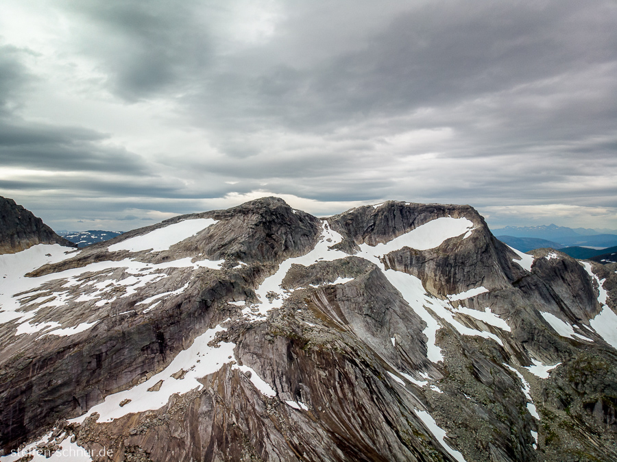 Schnee Berge Norwegen Panorama Wolken