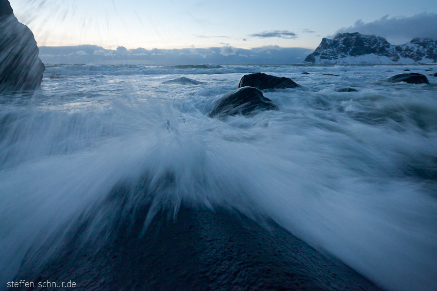 Berge Flut Lofoten Meer Norwegen Steine Wasser