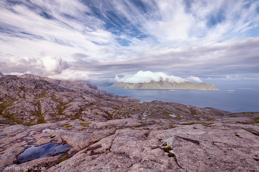 Berge Vestvagoy Flakstad Felsen Fütze Insel Lofoten