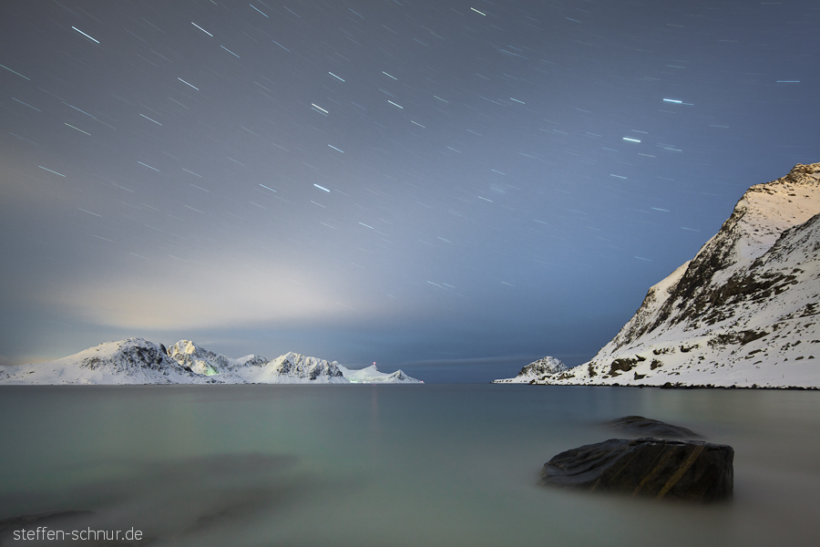 Berge Stein Lofoten Meer Norwegen Sterne