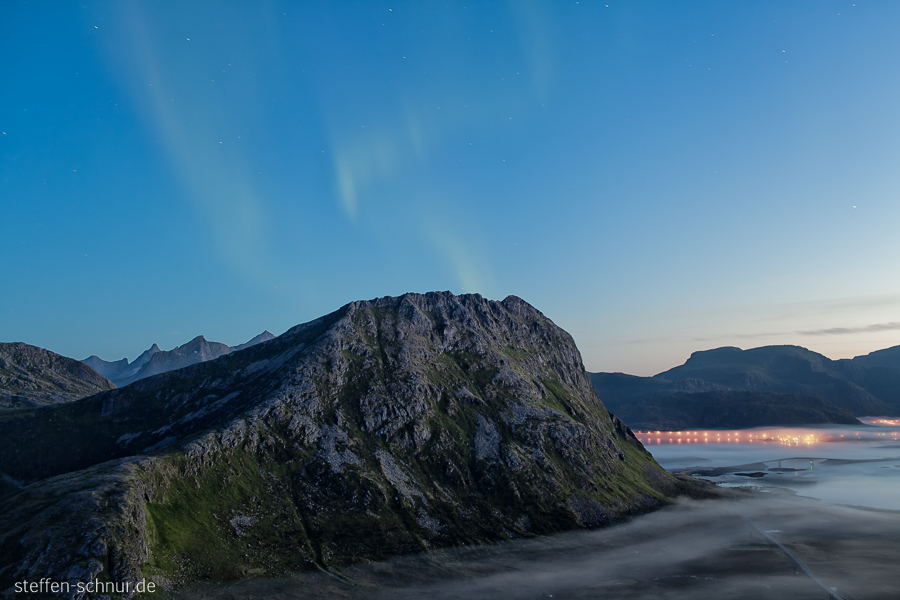 Panoramasicht Nordland Brücke Haupstrasse Lichter Lofoten Nacht