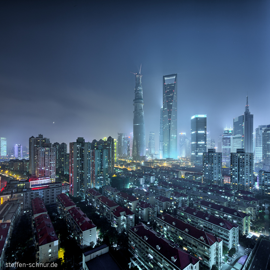 Shanghai Tower Shanghai World Financial Center Mond Shanghai China Baustelle Großstadt