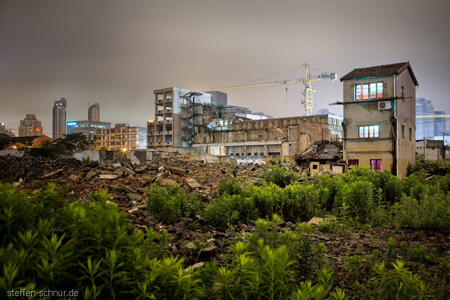 Shanghai China Abriss Abrissgebiet Architektur Baustelle Haus