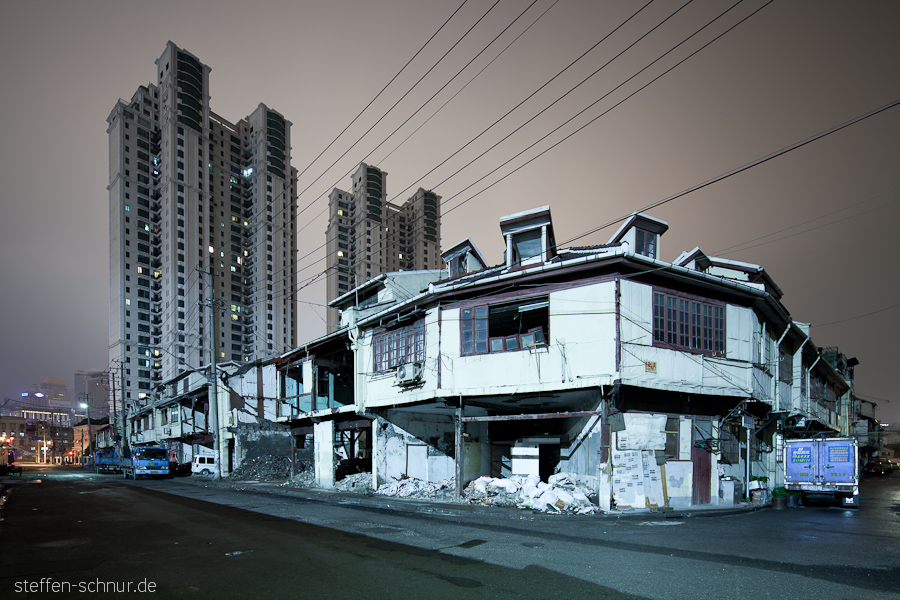 Shanghai China Abrisshaus Architektur Haus Wohnhaus