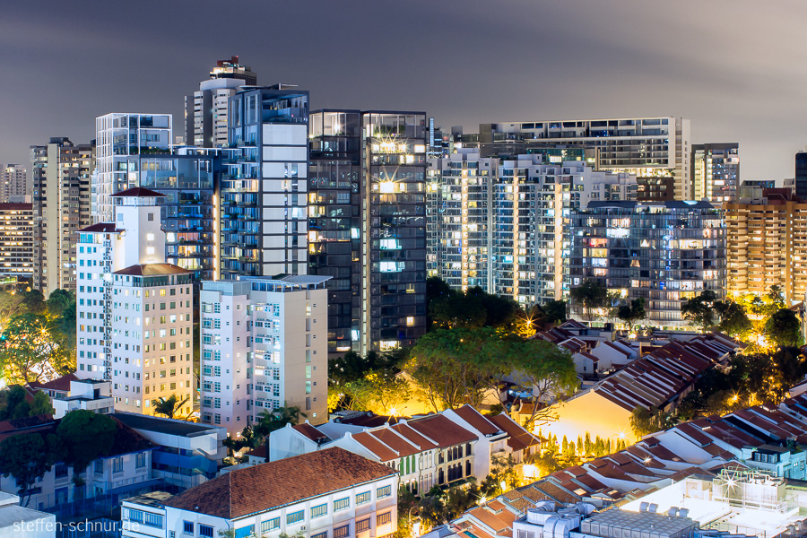 Singapur Hochhäuser Nacht Wohngegend