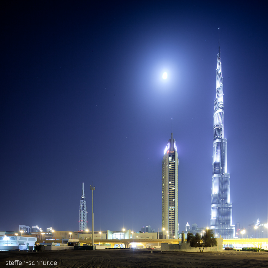 Mond Baum Burj Khalifa Dubai Sterne VAE Wüste