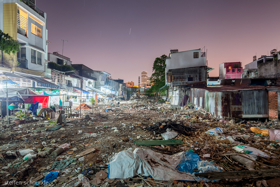 Wellblechhütten Slam Ho Chi Minh City Saigon Vietnam Abrissgebiet Häuser