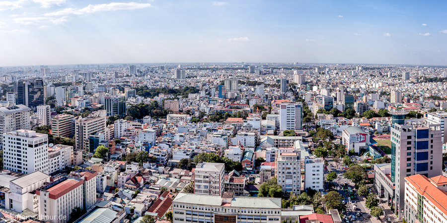 Ho Chi Minh Stadt Saigon Vietnam Häusermeer Panorama Sonnenstrahlen