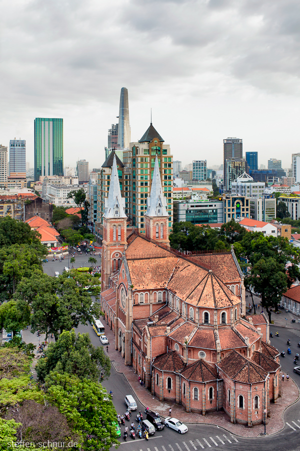 Notre Dame Cathedral Skyline Kirche Ho Chi Minh Stadt Saigon Vietnam